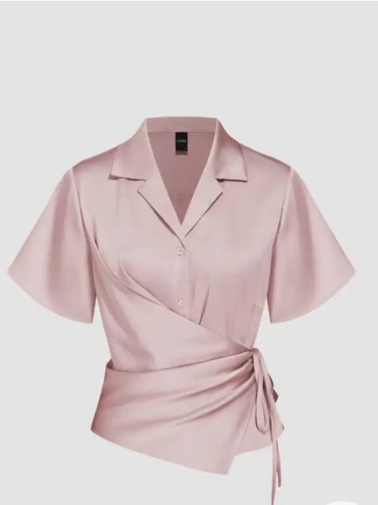 Cider Tops - Cider NWT Satin Wrap Blouse - M